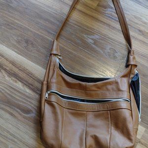 Genuine cowhide leather purse cognac color